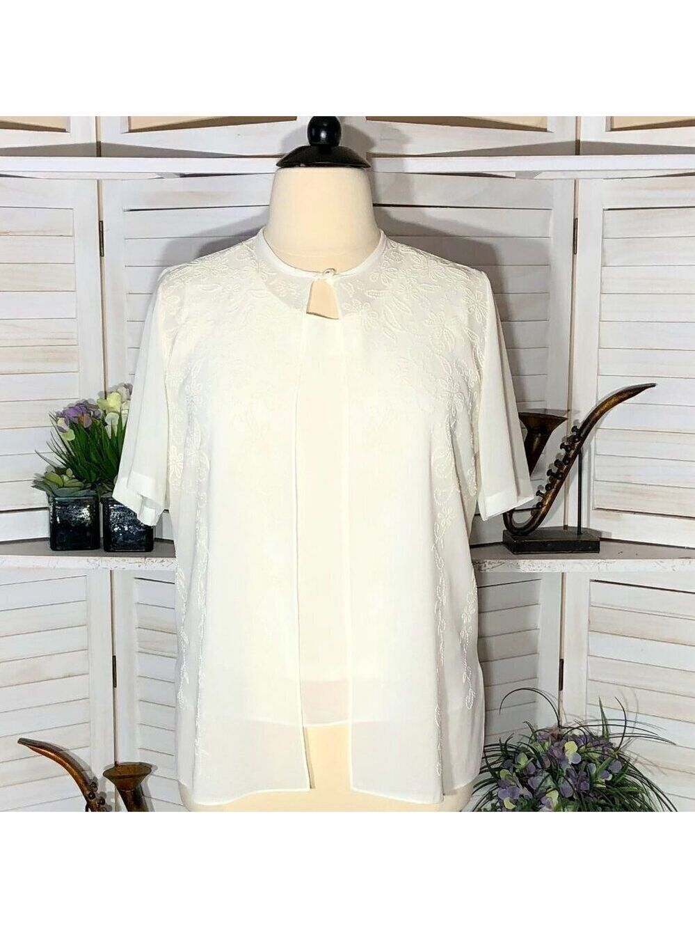 Vintage Beaded Top Cardigan USA elegant coquette cruise resort travel romantic L